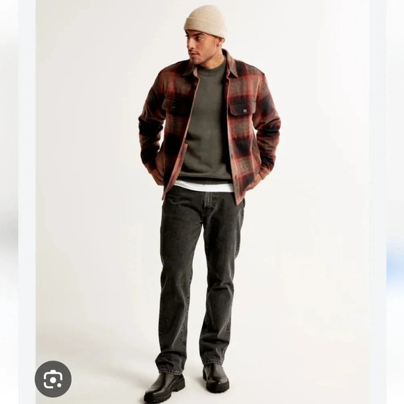 Abercrombie and Fitch Men's Heavyweight Flannel Plaid Shacket Shirt Jacket Small - Picture 15 of 15